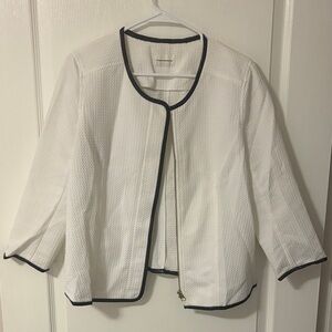 Club Monaco White Textured Jacket with Black Trim